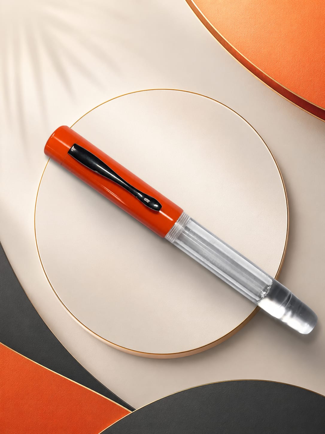 PRAVAH Pure Orange Demonstrator Pen - Pure Orange Demonstrator handcrafted ebonite fountain pen by RS Writing Instruments